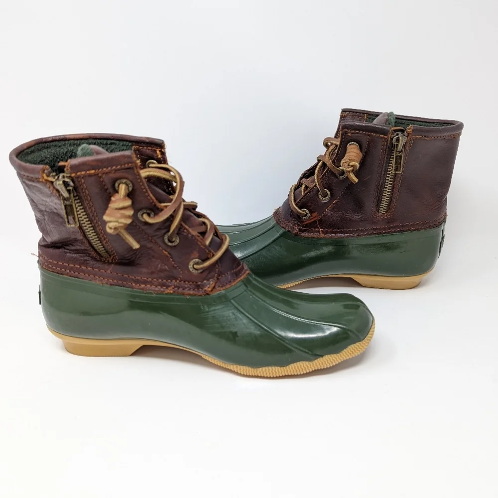 Sperry saltwater duck boot‎ green and brown size 6.5 insulated winter boot